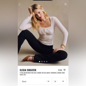 Sezane Elisia White Ribbed Wool Sweater small